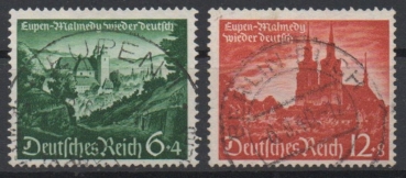 Michel Nr. 748 - 749, Eupen, Malmedy und Moresnet gestempelt.